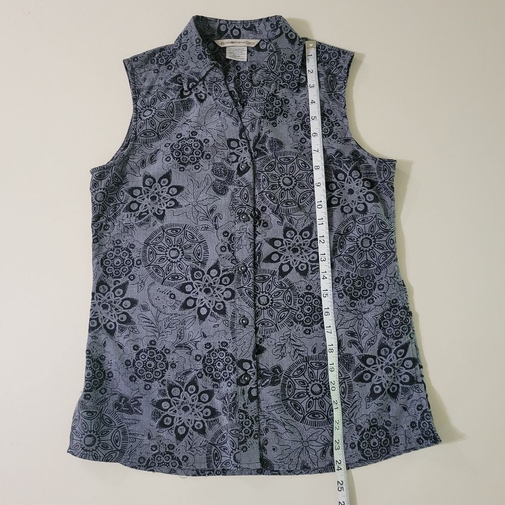 Exofficio Women's Gray Floral Sleeveless  V-neck Button-down Blouse - Picture 4 of 13
